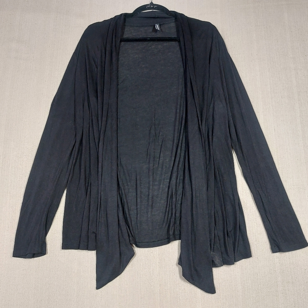 Jason Maxwell Cardigan Size Large Black Open Waterfall